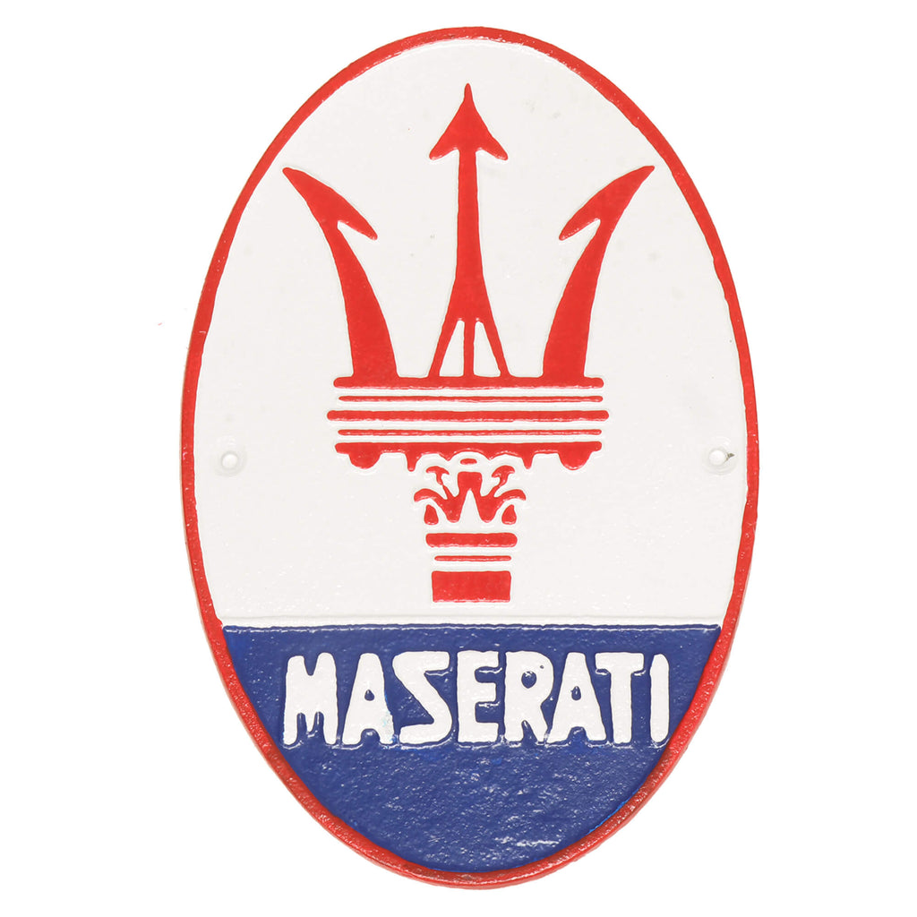 Maserati Super Car Logo Vintage Cast Iron Wall Sign