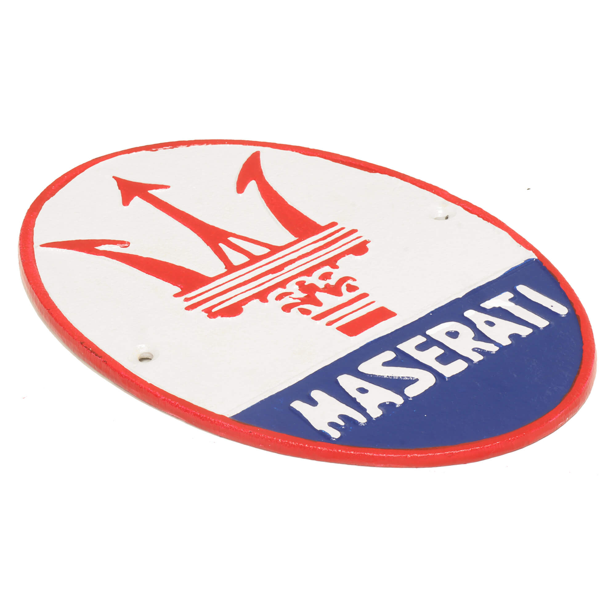 Maserati Super Car Logo Vintage Cast Iron Wall Sign