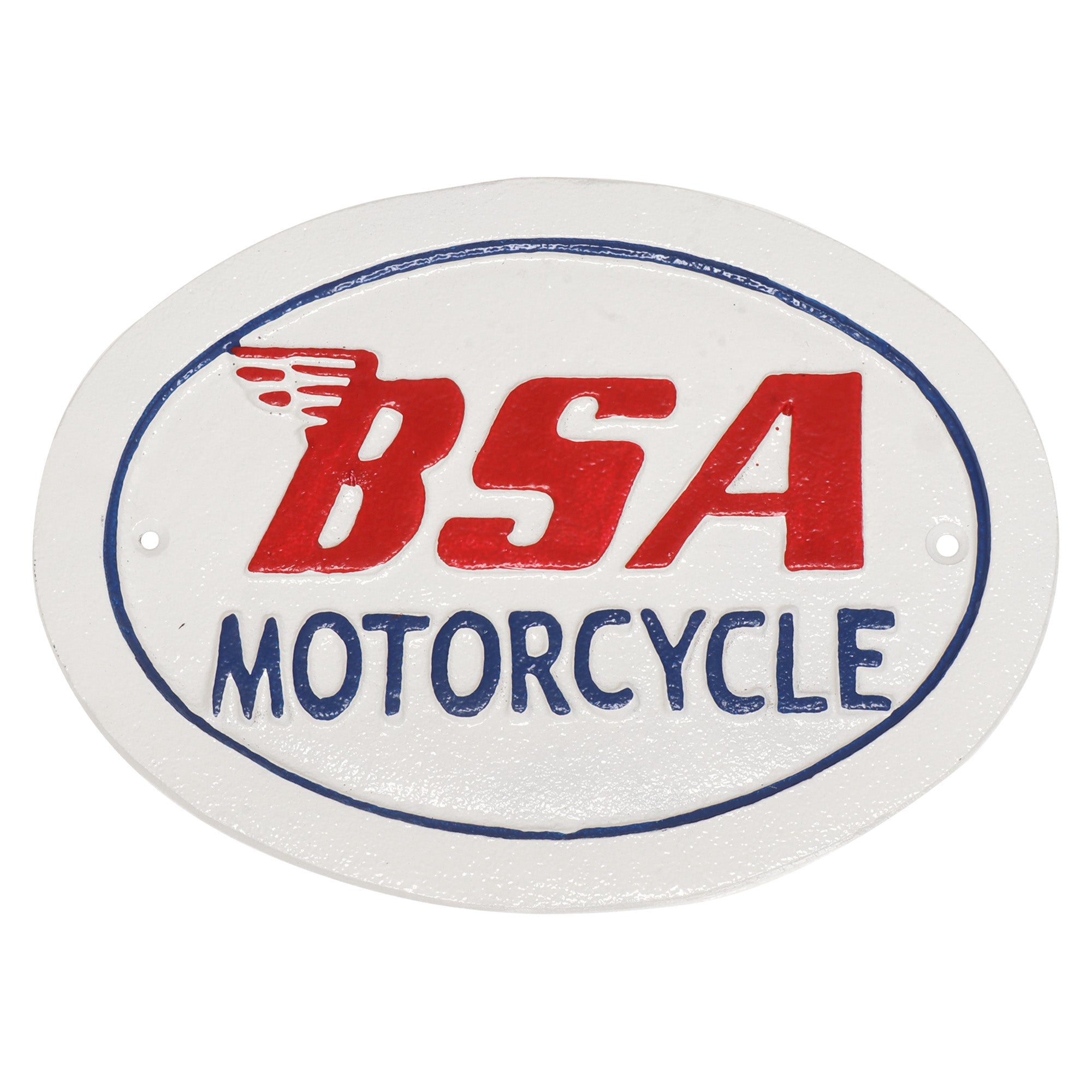 BSA Motorcycle White Cast Iron Wall Sign