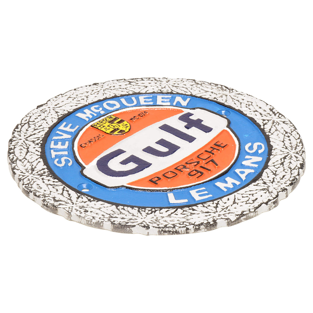 Gulf Steve McQueen Porsche Cast Iron Wall Sign